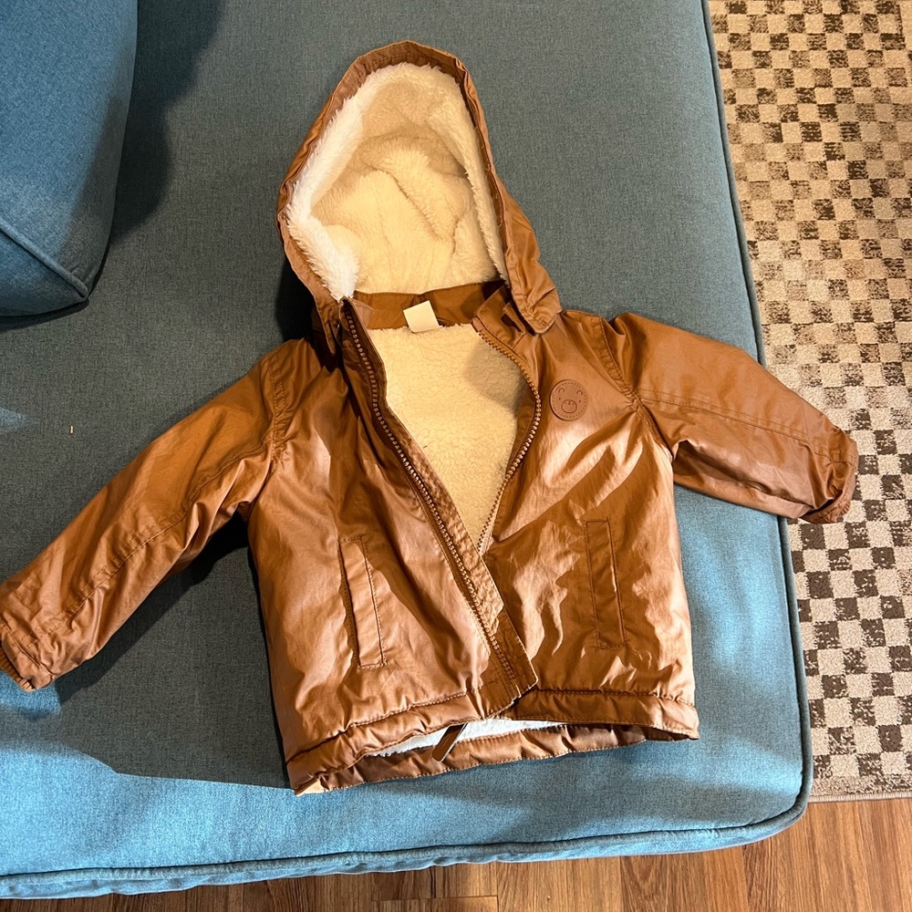 Brown Hooded Puffer Jacket for Kids